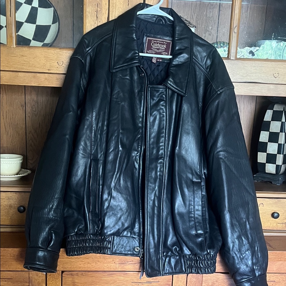 Vintage Colebrook classic bomber Black Leather Jacket for Men size XL